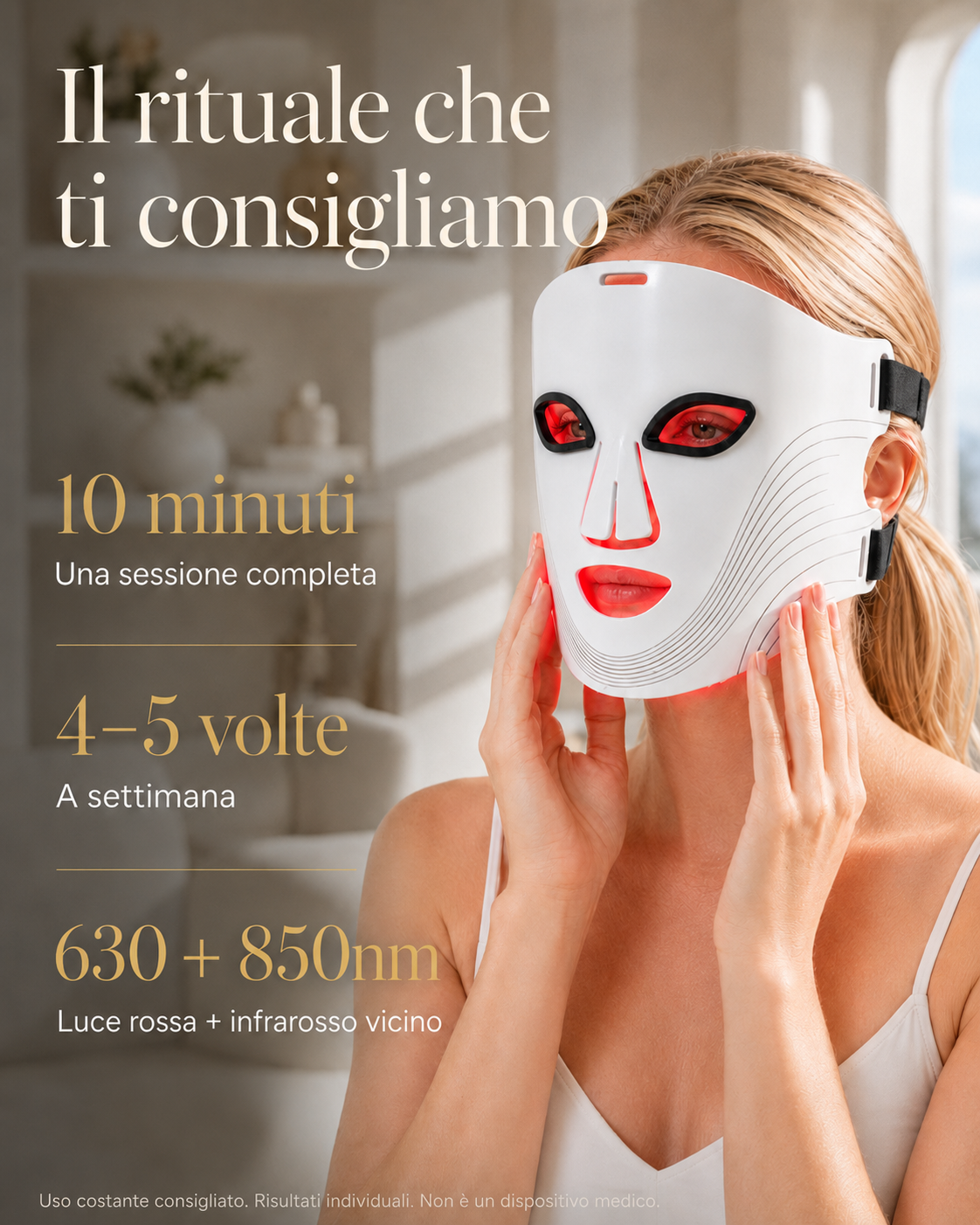 Maschera LED viso vista frontale con 180 LED ad alta densità — nottesud