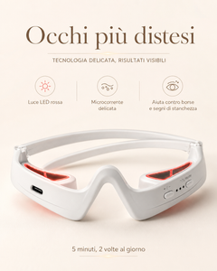 Massaggiatore occhi LED dettaglio con luce rossa terapeutica perioculare