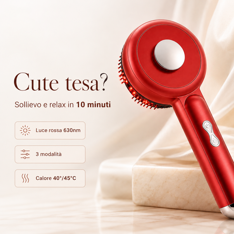 Kit Benessere — Spazzola scalp massager luce rossa nottesud inclusa