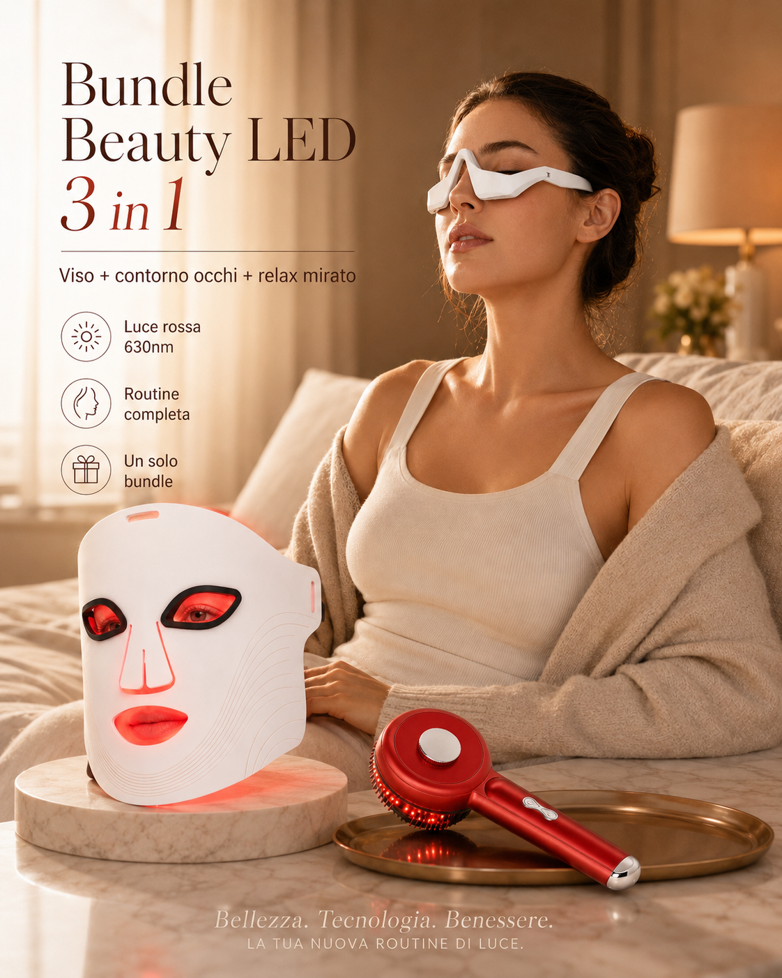 Kit Rituale Completo — Maschera LED + Massaggiatore Occhi + Scalp | nottesud
